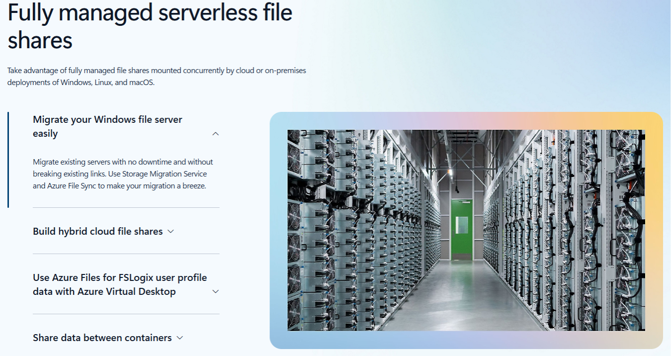 Fully managed serverless file shares with Azure Files